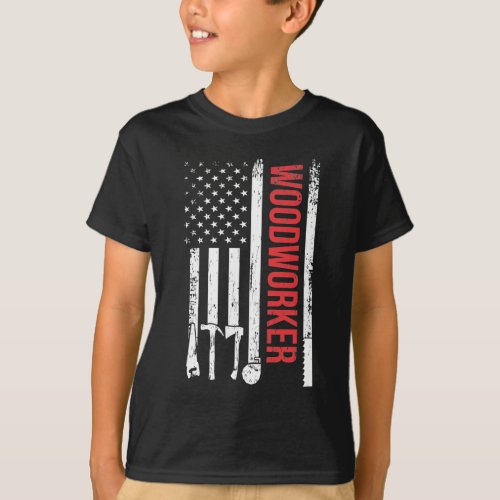 American Flag Woodworker Carpenter Tools Craftsman T_Shirt