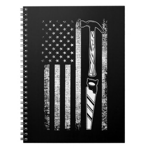 American Flag Woodworker USA Carpenter Notebook