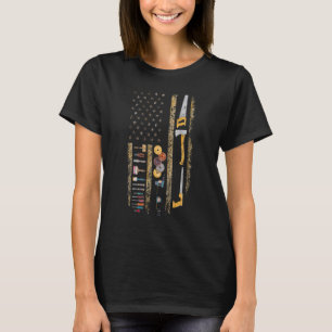 American Flag Woodworking Carpenter Wood Working W T-Shirt