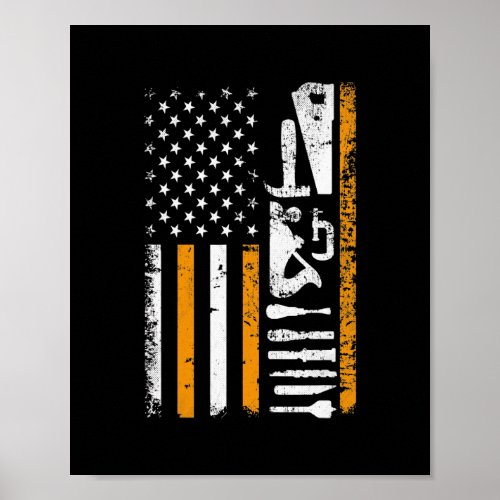 American Flag Woodworking Gifts Carpenter Wood Poster
