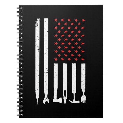 American Flag Workshop Tools Mechanic USA Notebook