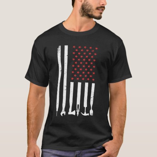 American Flag Workshop Tools Mechanic USA T_Shirt