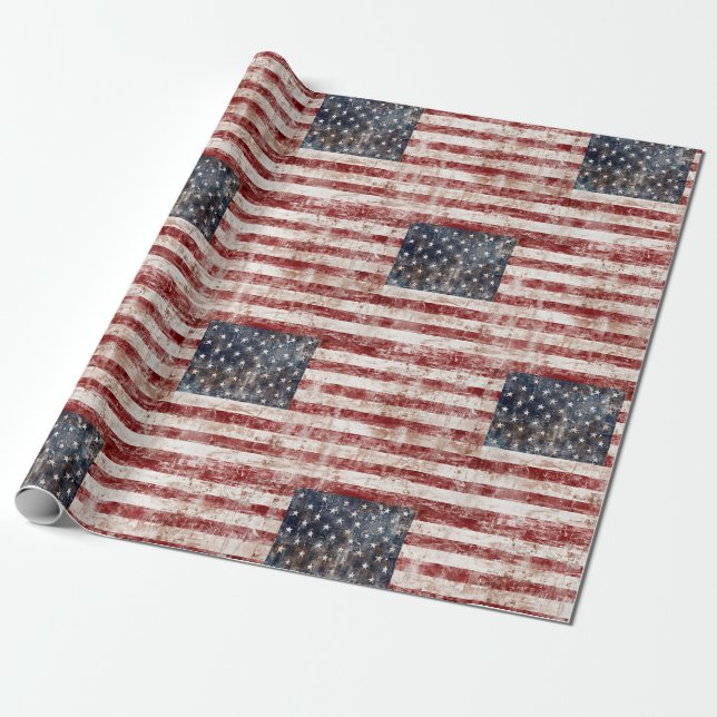 American Flag Wrapping Paper (Unrolled)