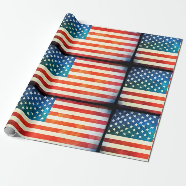 American Flag Wrapping Paper (Unrolled)