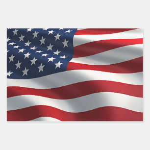 American flag  wrapping paper sheets