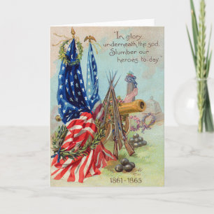 American Flag Wreath Civil War Memorial Holiday Card