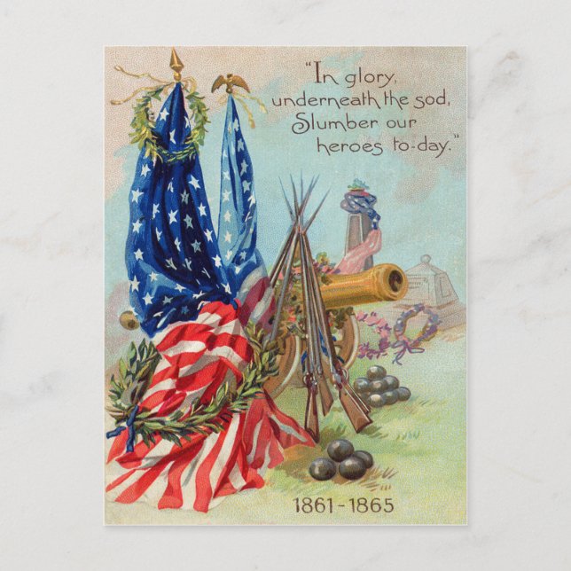 American Flag Wreath Civil War Memorial Postcard (Front)