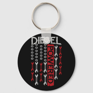 American Flag Wrench Diesel Powered Engine Keychain