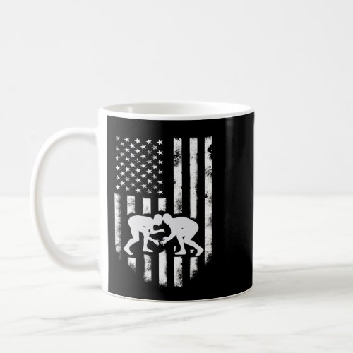 American Flag Wrestling Distressed Wrestle Coffee Mug
