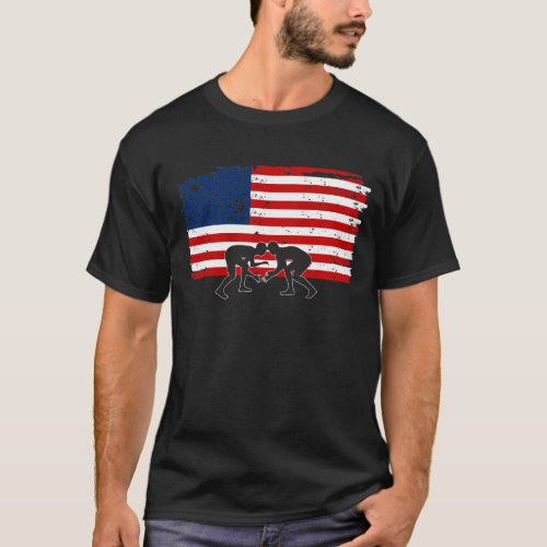 American Flag Wrestling Shirt US Flag Wrestling T_Shirt