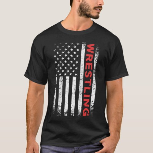 American Flag Wrestling T_Shirt