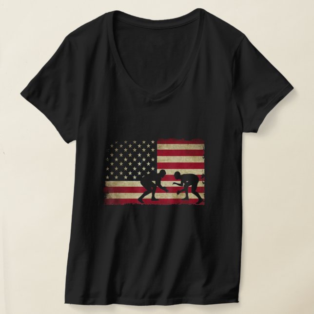 American Flag Wrestling T-Shirt (Laydown)