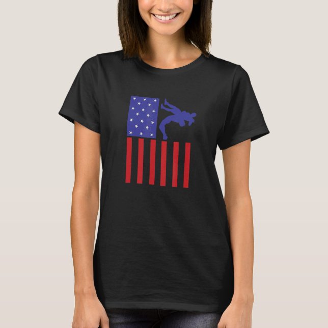 American Flag Wrestling Wrestler Wrestling Fan 3 T-Shirt (Front)