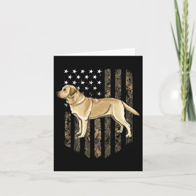 American Flag Yellow Labrador Retriever 4th Of Jul Card (Front)