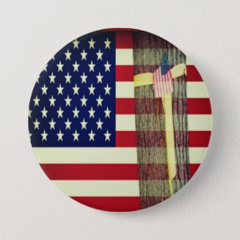 American Flag - Yellow Ribbon Support Troops Button by ForEverProud at Zazzle