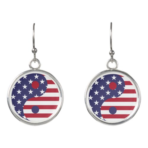 american flag yin yang earrings