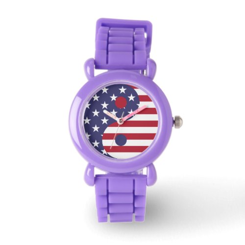 american flag yin yang watch