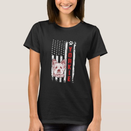 American Flag Yorkshire Terrier Yorkie Mom 4th Of T_Shirt