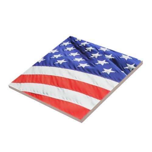 American Flag you can add text and upload photos Ceramic Tile