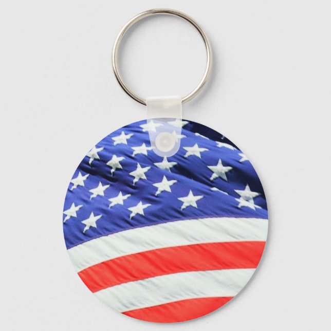 American Flag, you can add text and upload photos Keychain (Front)