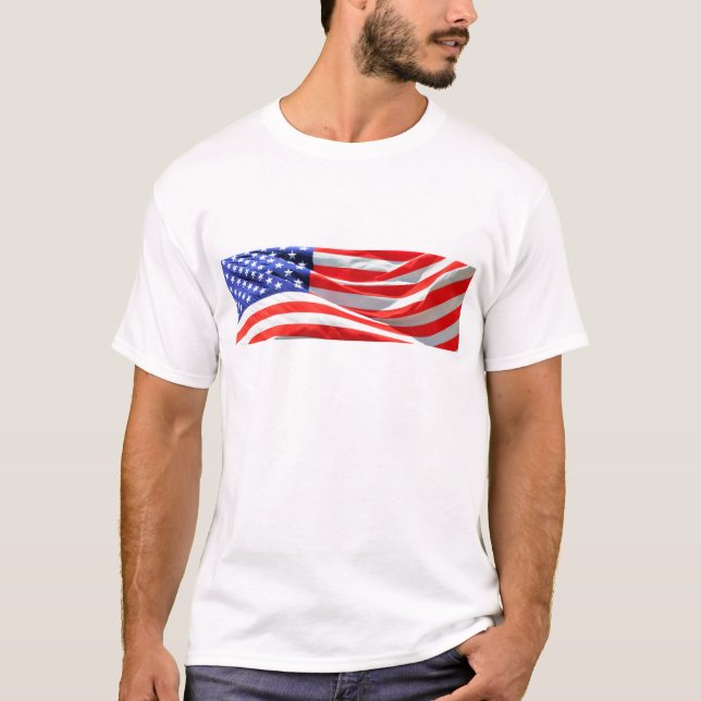 American Flag, you can add text and upload photos T-Shirt (Front)