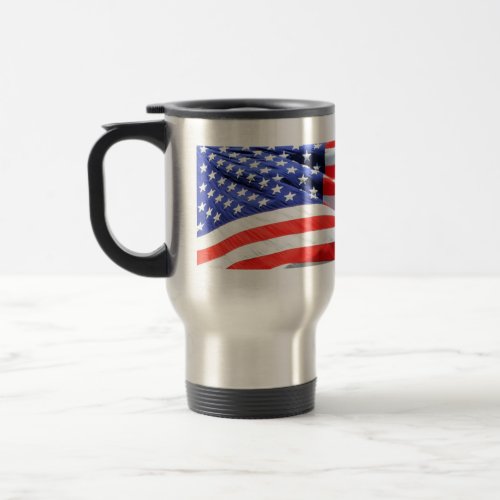 American Flag you can add text and upload photos Travel Mug