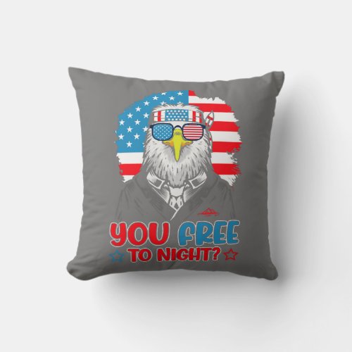 American Flag You Free Tonight Patriot Bald Eagle Throw Pillow