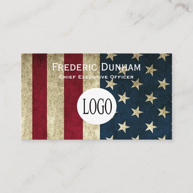 American Flag Your Logo Business Cards (Front)
