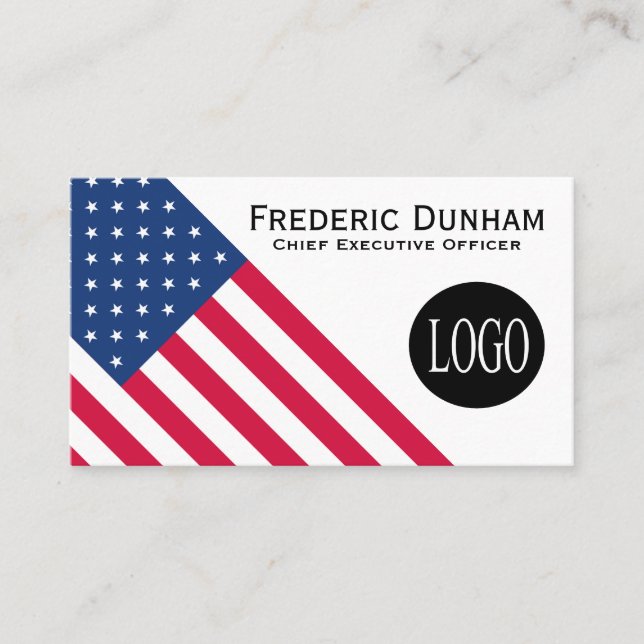 American Flag Your Logo Business Cards (Front)