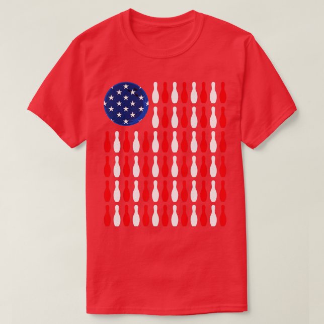 American FlagPatriotic Bowler  Bowling  T-Shirt (Design Front)