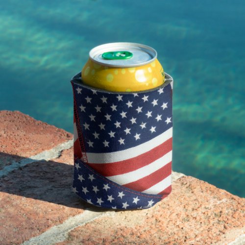 American Flags 4th of July Can Cooler