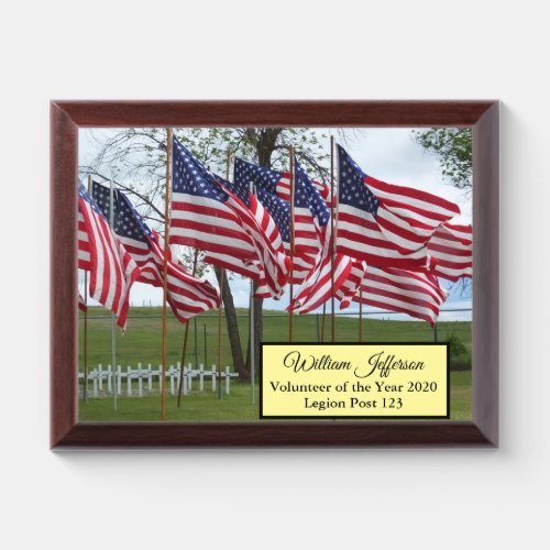 American Flags and Crosses Award Plaque