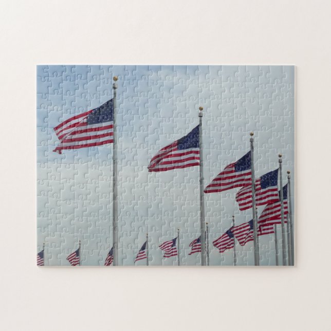 American Flags at the Washington Monument Jigsaw Puzzle (Horizontal)