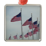American Flags at the Washington Monument Metal Ornament
