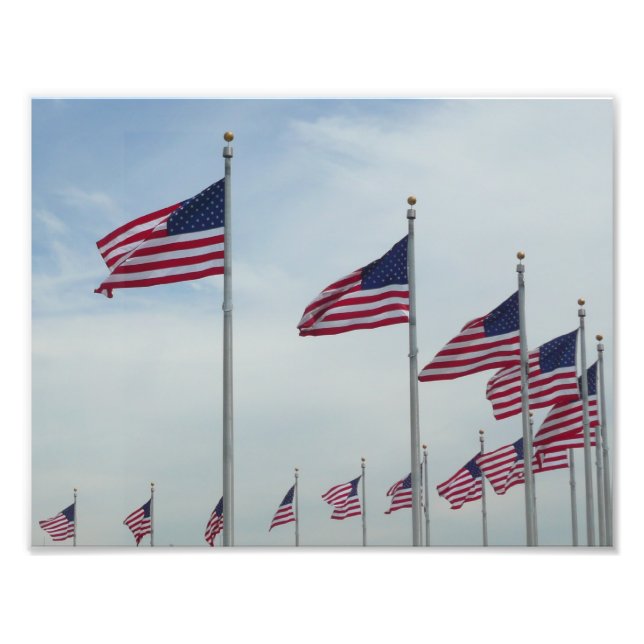 American Flags at the Washington Monument Photo Print (Front)