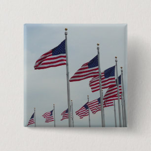 American Flags at the Washington Monument Pinback Button