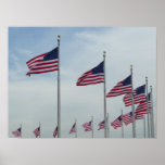American Flags at the Washington Monument Poster