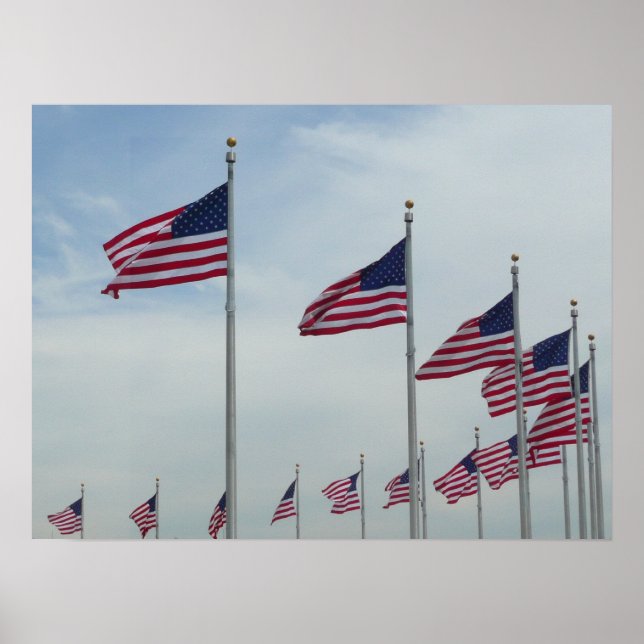 American Flags at the Washington Monument Poster (Front)
