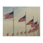 American Flags at the Washington Monument Wood Wall Decor