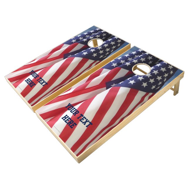 American Flags Beanbag Toss Cornhole Lawn Game (Angled)