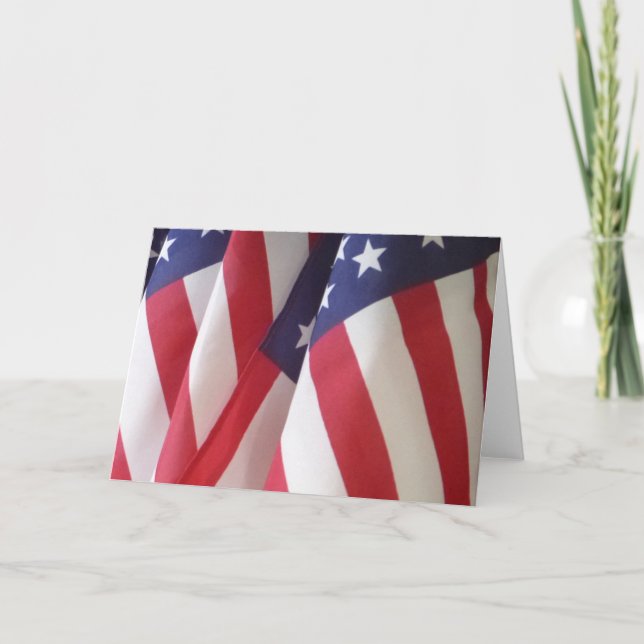 American Flags Blank Inside Patriotic USA Greeting Card (Front)