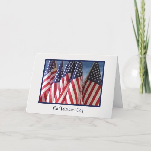 American Flags  Clouds Veterans Day Patriotic Card