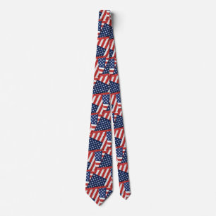 American flags collage neck tie