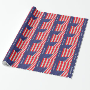 American Flags Gift Wrap, Personalized Wrapping Paper