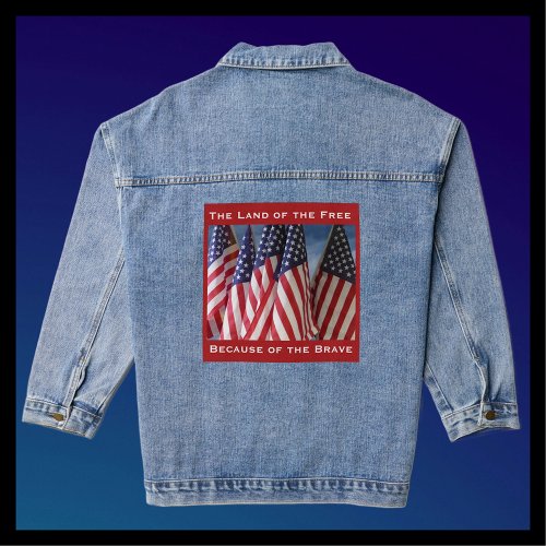 American Flags Land of the Free Because Brave Blue Denim Jacket