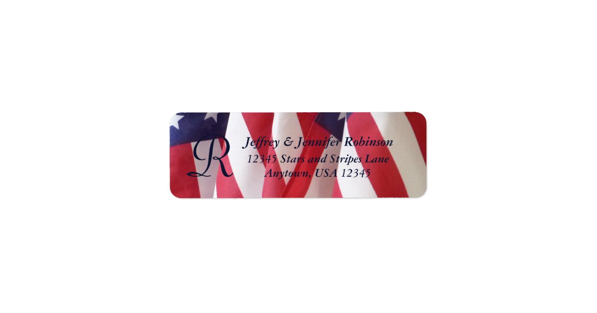 Flag Name Labels American Flags Name and Address Label Monogram | Zazzle