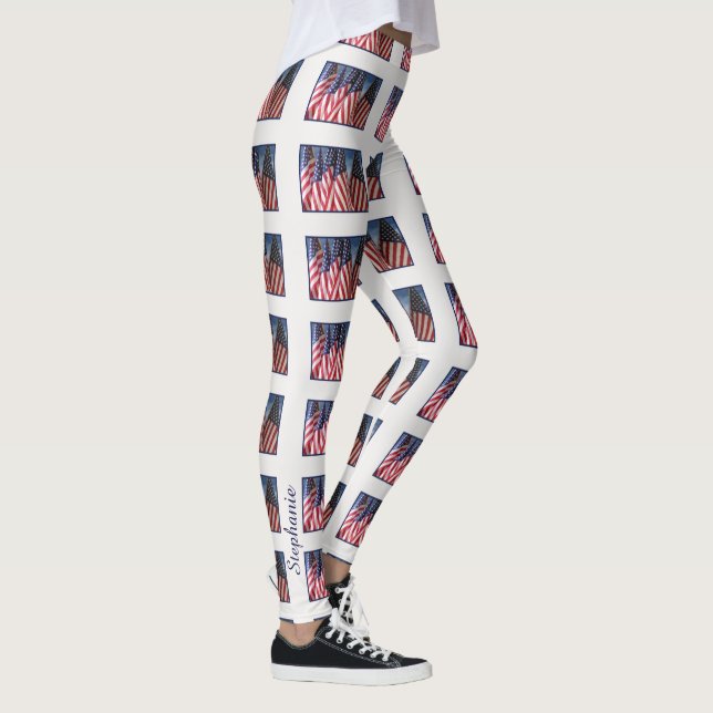 American Flags, Name, White Leggings (Right)