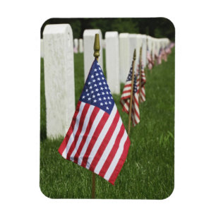 American flags on tombs of American Veterans on 2 Magnet