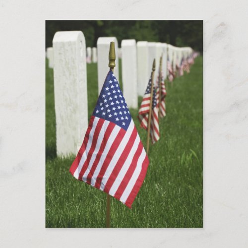 American flags on tombs of American Veterans on 2 Postcard