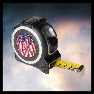 American Flags, Patriotic, Name Gift Tool Tape Measure